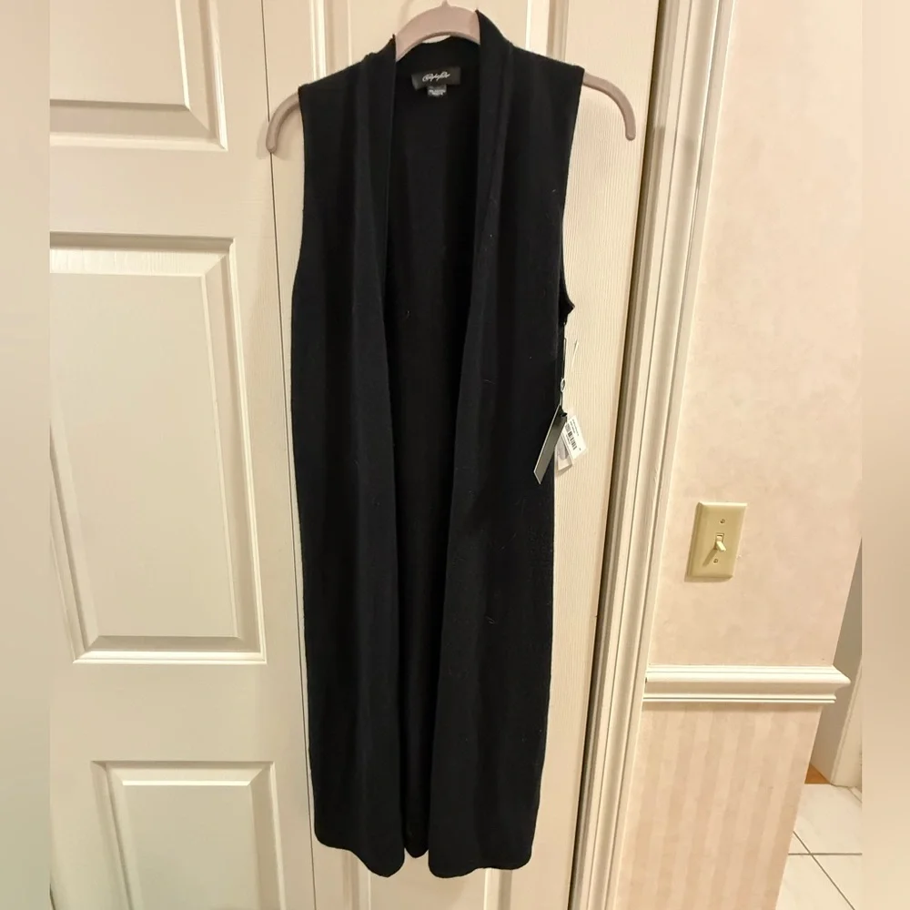 Christopher Fischer Aimee 100% Cashmere Duster Sleeveless Cardigan XS NWT Black